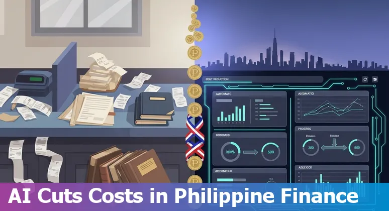 Illustration of AI improving cost savings and operational efficiency for financial services in the Philippines