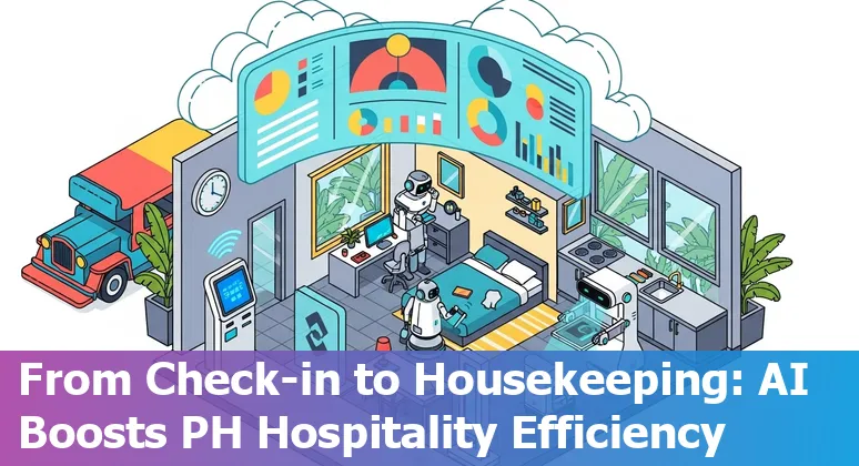 Hotel staff using AI dashboard in the Philippines to optimize operations and reduce costs