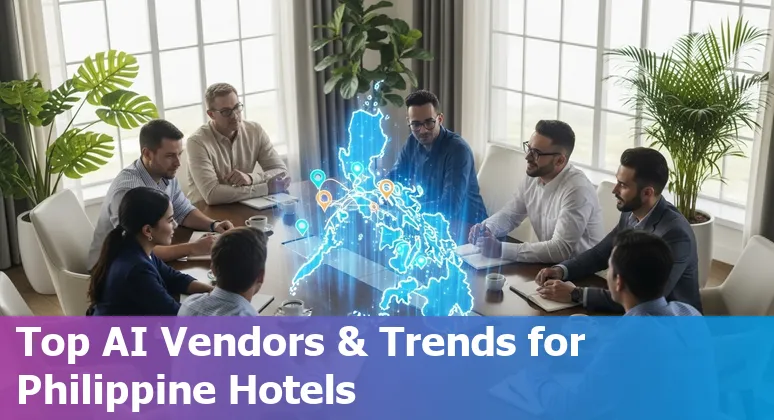 Hotel staff reviewing an AI dashboard in Manila, Philippines, 2025