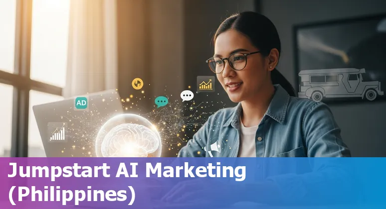 Marketing professional using AI tools in the Philippines in 2025, showing local platforms like Lazada and TikTok Philippines