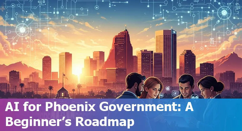 City of Phoenix skyline with AI network overlay, Phoenix, AZ — AI in government 2025 image