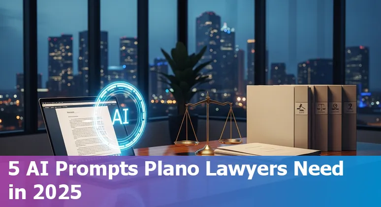 Lawyers in Plano, Texas using AI prompts on a laptop to draft NDAs, analyze statutes, review MSAs, and plan discovery.