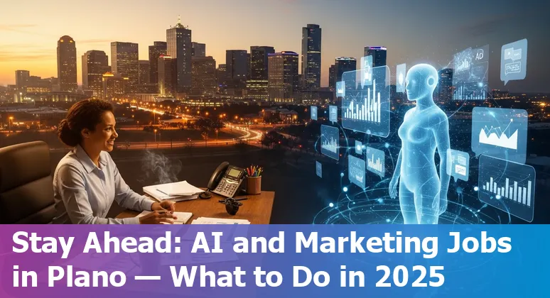 Plano, Texas marketer using AI tools on a laptop—exploring how AI will reshape marketing jobs in Plano, Texas in 2025.