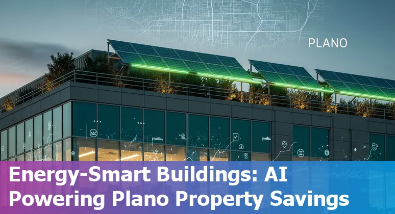 Plano, Texas, US skyline with AI and real estate icons representing cost savings and efficiency improvements