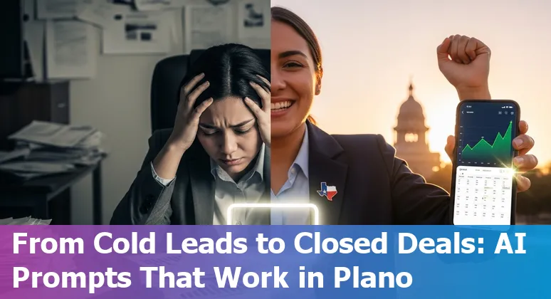 Plano sales professional using AI prompts on a laptop with Plano skyline in background