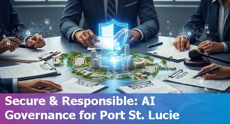 Port Saint Lucie, Florida city hall and AI illustration — guide to using AI in Port Saint Lucie in 2025