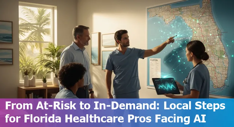 Healthcare workers in Port Saint Lucie reviewing AI tools and training options