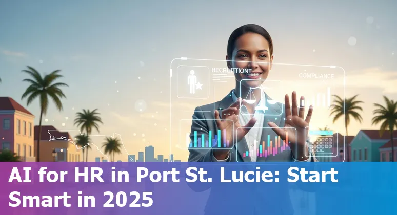 HR professional using AI tools on a laptop in Port Saint Lucie, Florida, US office in 2025
