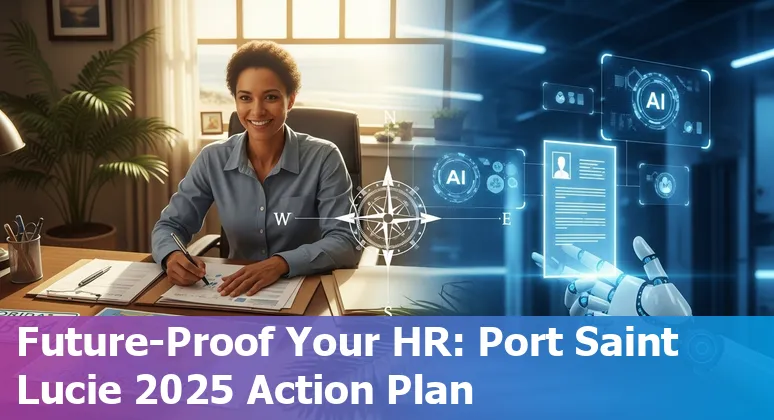 HR professional using AI tools in Port Saint Lucie, Florida office — future of HR jobs 2025