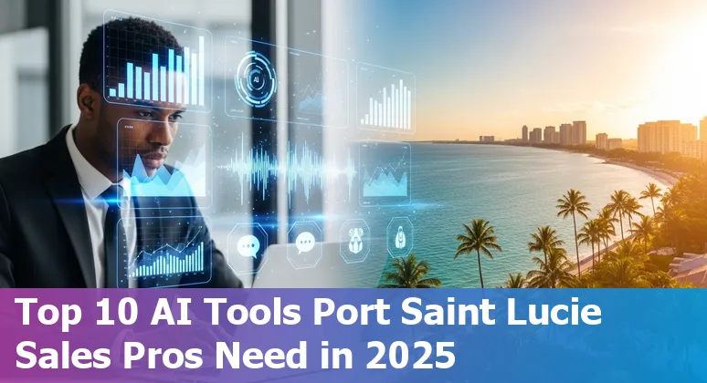 Sales team using AI tools dashboard in an office with Port Saint Lucie map overlay