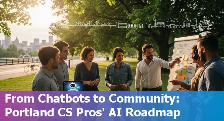 Customer service professional using AI chatbot in Portland, Oregon office, 2025