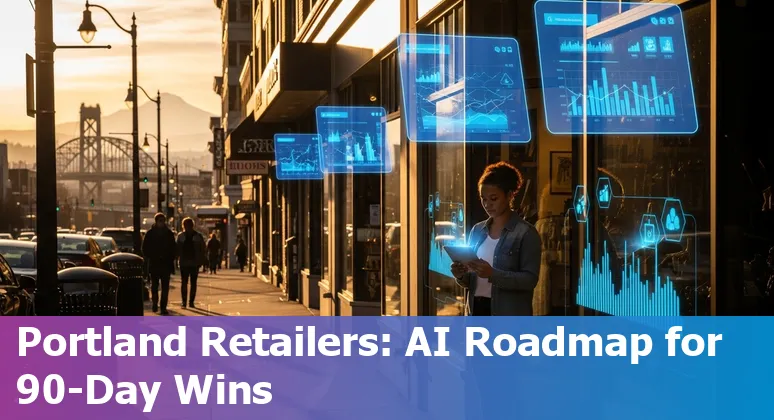 Retail storefront with AI analytics overlay in Portland, Oregon; Centric Connect 2025 and local festivals featured.