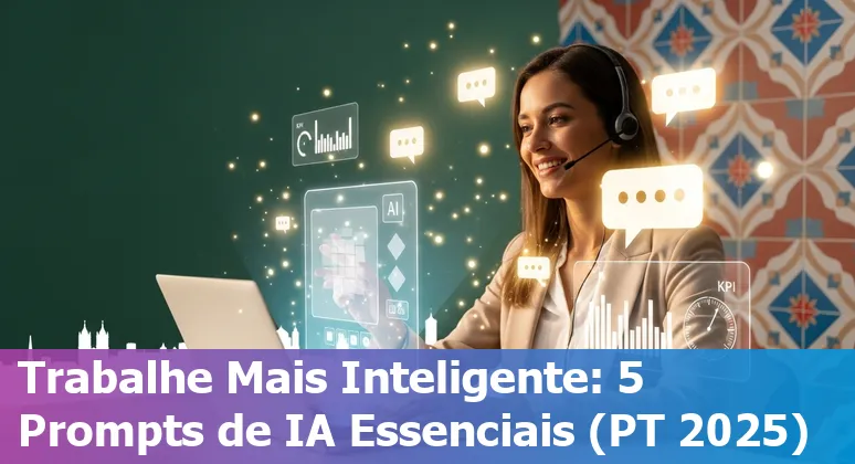 Customer service team using AI prompts on laptop with Portuguese flag in the background