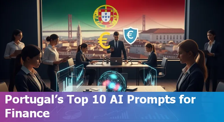 Illustration of AI prompts applied to Portuguese banks with icons for Alya and ClickUp AI