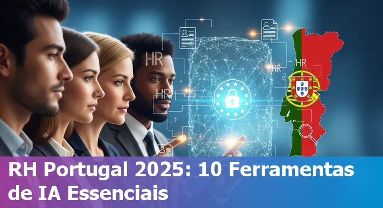 HR professionals in Portugal using AI tools — logos of Paradox, Eightfold, SeekOut and others over a stylised Portugal map