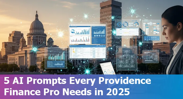 Finance professional in Providence using AI prompts on a laptop to generate municipal reports and candidate outreach.