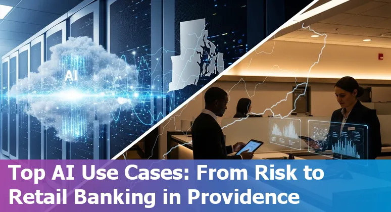 Providence skyline with financial icons and AI network overlay representing AI use cases in local financial services