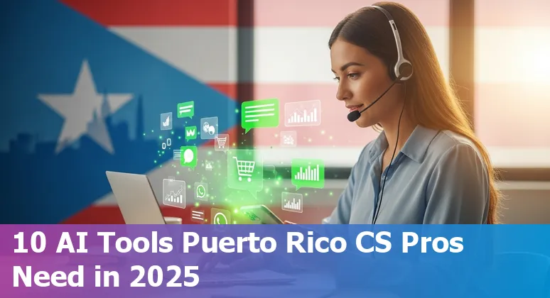 Logos of Zendesk, Freshdesk, Intercom, Salesforce Service Cloud, Ada, Gorgias, Tidio, Trengo, Zoho Desk and Yuma AI over a Puerto Rico map