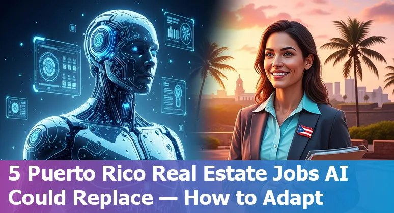 Puerto Rico skyline with real estate icons and AI network overlay