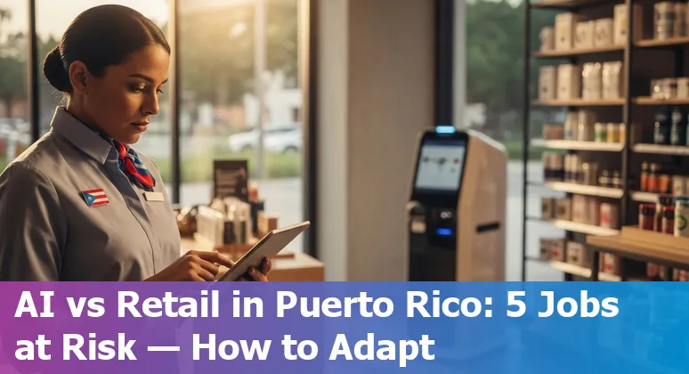 Retail worker serving customers at a Puerto Rico store checkout, illustrating AI impact and reskilling opportunities.
