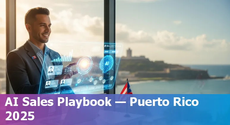 Sales professional using AI tools on laptop in Puerto Rico in 2025, showing dashboards and chatbots relevant to Puerto Rico sales teams