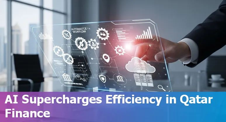AI-powered banking dashboard showing cost savings and efficiency gains for financial services in Qatar