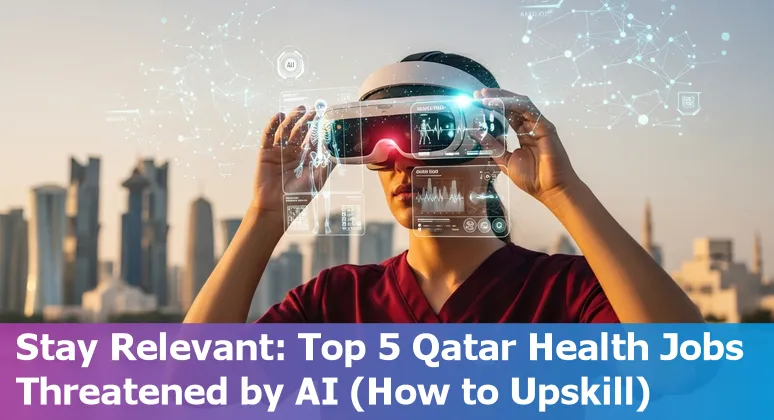 Healthcare worker reviewing AI scan results with patient in a Qatar clinic