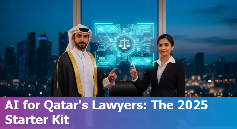 Legal professional using AI tools in an office in Qatar in 2025, showing compliance and contract automation in Qatar