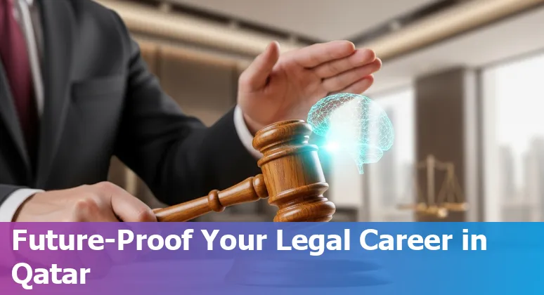 Lawyer using AI tools on laptop in Doha, Qatar — discussion of AI impact on legal jobs in Qatar 2025