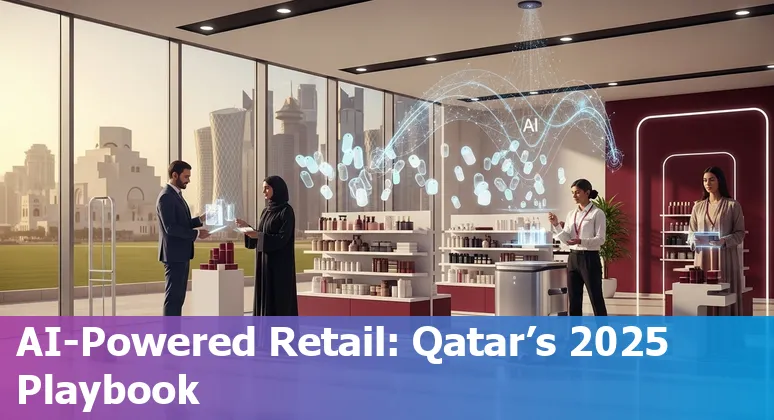 Retail AI in Qatar 2025: Arabic chatbot, analytics dashboard and Lusail smart city skyline for Qatar retailers