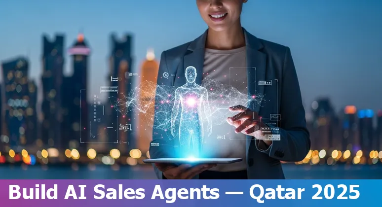 Sales professional using AI tools on a laptop in Doha, Qatar, 2025
