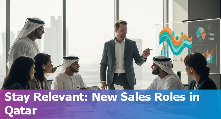 Sales professional using AI tools on a laptop in an office in Qatar