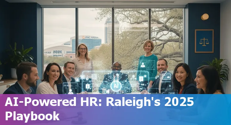 HR professional using AI tools in an office setting in Raleigh, North Carolina, USA