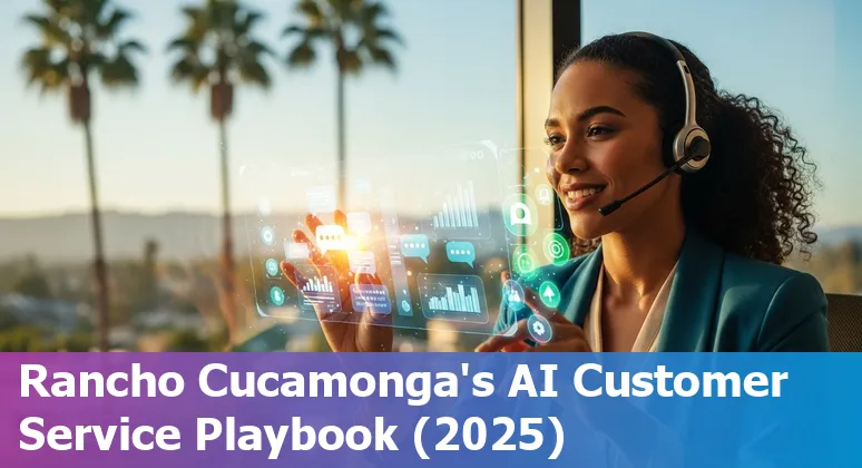 Customer service professional using AI chatbot on laptop in Rancho Cucamonga, California