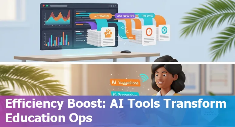 Education company team in Rancho Cucamonga, California using AI tools on laptops to improve efficiency and reduce costs