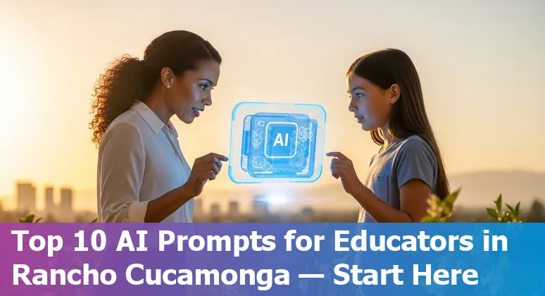 Teacher using AI tools like Khanmigo and MagicSchool AI on a laptop in a Rancho Cucamonga classroom