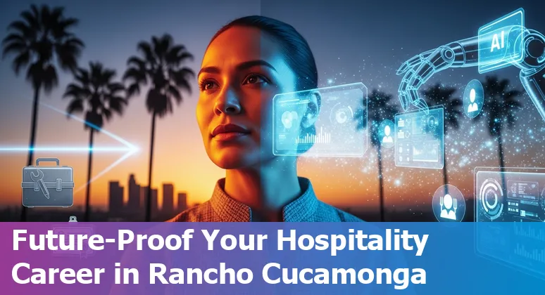 Rancho Cucamonga hospitality workers adapting to AI: hotel front desk, retail range master, inventory robots, reservation systems, and training.