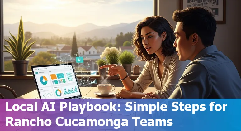 Marketing professional using AI tools on a laptop in Rancho Cucamonga, California, in 2025