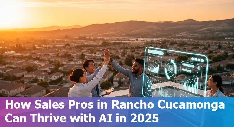 Salesperson and AI assistant collaborating over laptop in Rancho Cucamonga, California