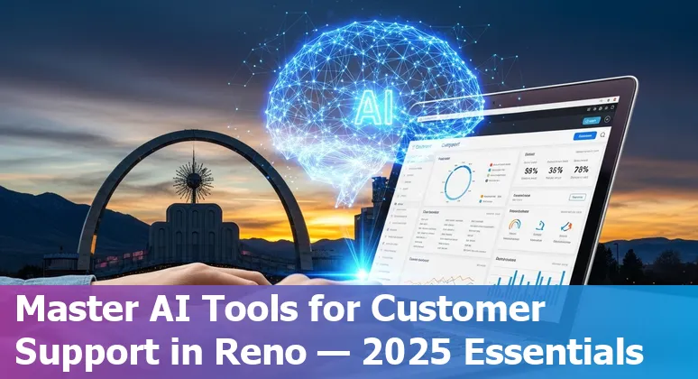 Customer service professional using AI tools in Reno, Nevada in 2025 overlooking the Reno-Sparks Convention Center