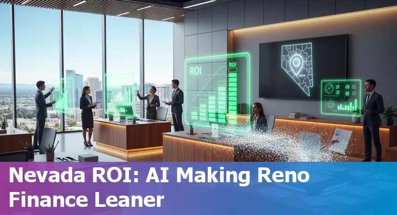 Financial services team reviewing AI dashboard to cut costs in Reno, Nevada, US