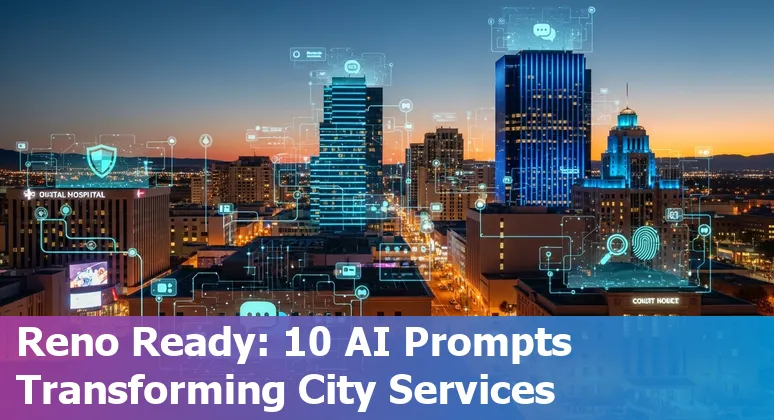 Government employee using AI dashboard to manage emergency response and public services in Reno, Nevada.