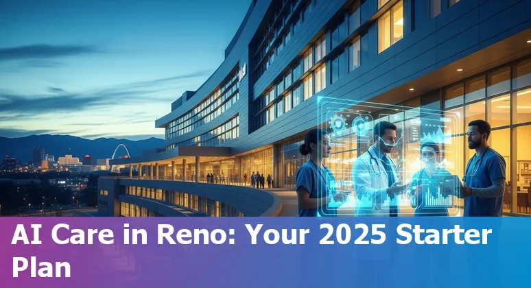 Healthcare AI in Reno, Nevada 2025: Clinician reviewing AI imaging with Nevada skyline in background
