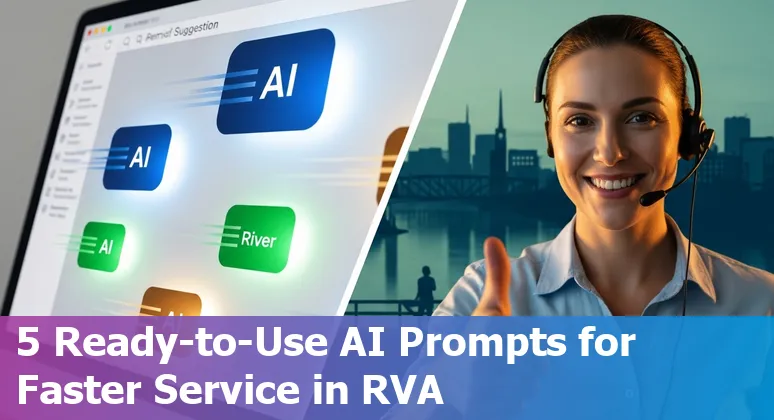 Richmond customer service team using AI prompts on laptop to manage tickets and send concise customer updates.