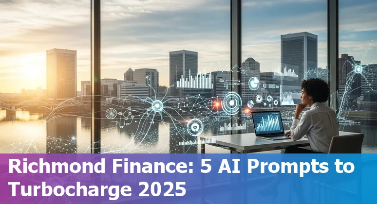 Richmond finance professional using AI prompts on a laptop to analyze budgets and forecasts.