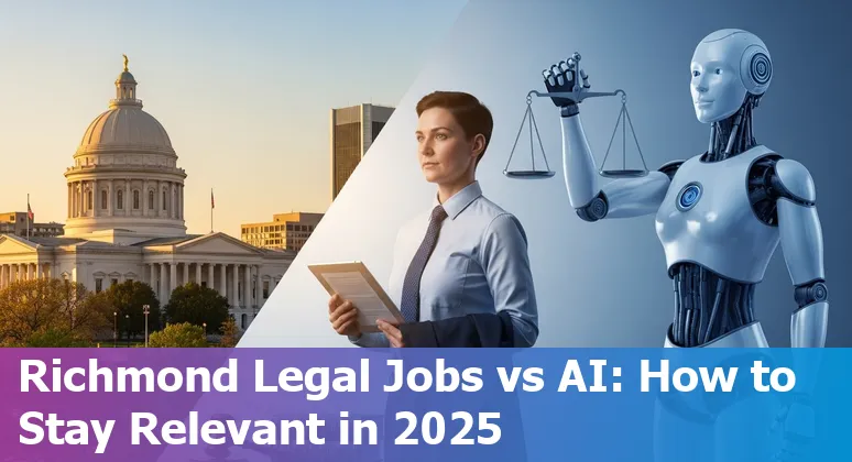 Richmond, Virginia courthouse with AI code overlay — image for "Will AI Replace Legal Jobs in Richmond? Here’s What to Do in 2025 in Virginia, US"