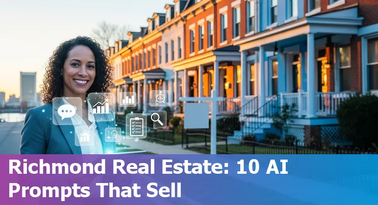 Real estate agent using AI tools on a laptop with Richmond, VA skyline overlay