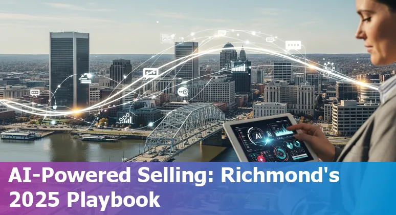 Sales professional using AI tools with Richmond, VA skyline in the background