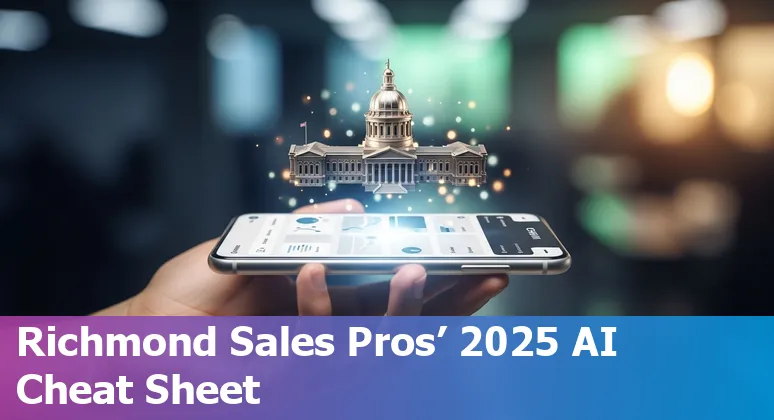 Sales professional in Richmond using AI sales tools like Prezent, HubSpot, Gong and Salesforce on a laptop.