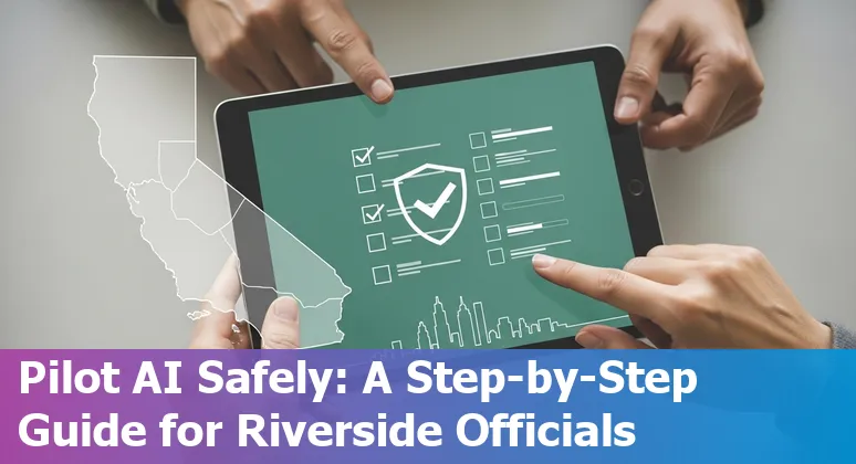 Riverside, California government AI planning 2025: city skyline with AI network overlay